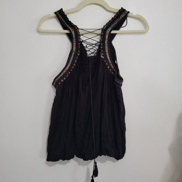 Free People Boho Tank Top Black Size M - Picture 4 of 11